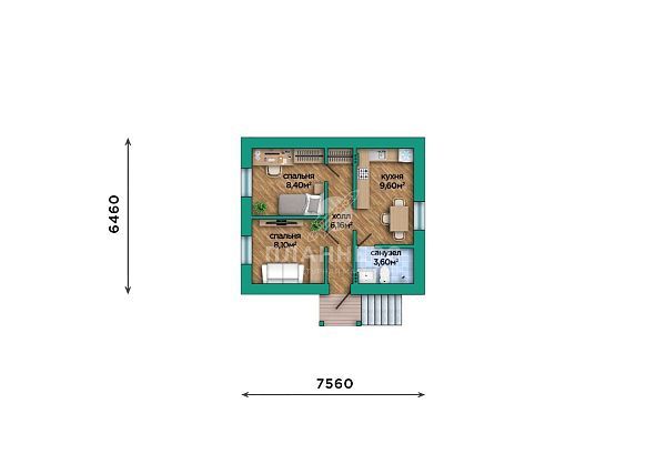 Проект из газобетона с фасадом из сайдинга S2-38 (470-38-1)