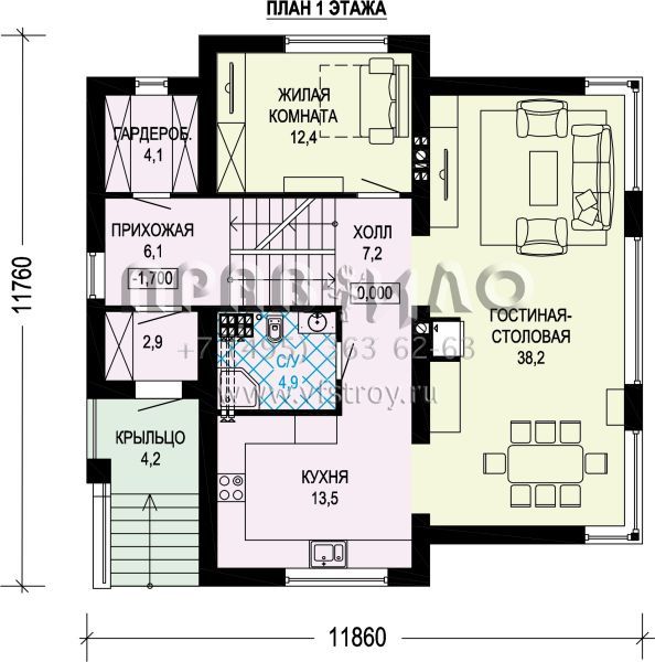 Проект трехэтажного дома с двойным гаражом S7-261 (5-07c)