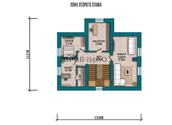 Проект мансардного дома с эркером на главном фасаде S2-208 (245-208-1М)