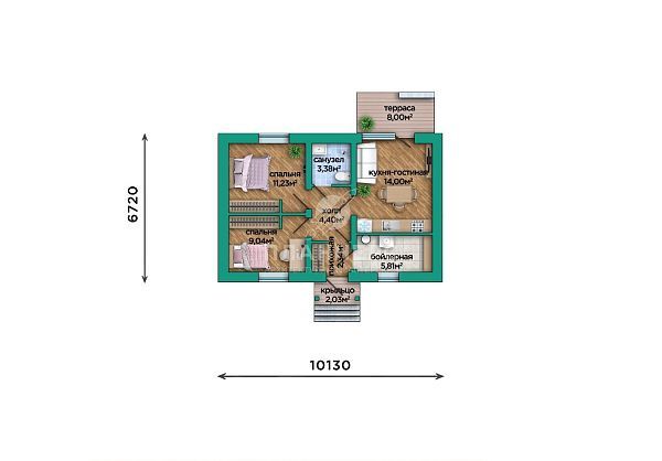 Проект из газобетона с оштукатуренным фасадом S2-50 (555-50-1)