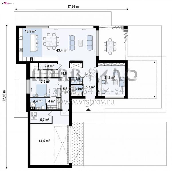 Проект респектабельного двухэтажного дома в стиле хайтек S3-277 (Zx154)