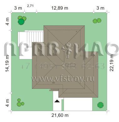 Проект дома с пологими скатами кровли S8-254 (Модена)
