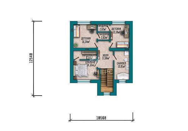 Проект с гаражом, террасой и фасадом из светлой штукатурки S2-219 (511-219-2Г)