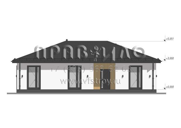 Проект одноэтажного дома с вальмовой кровлей S-119