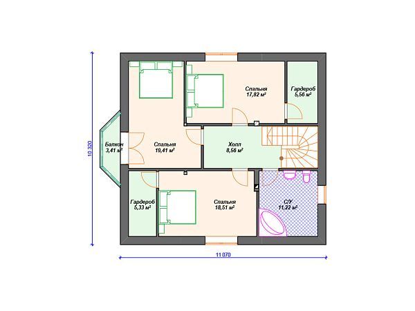 Проект каменного дома с гаражом S4-244 (К-182)