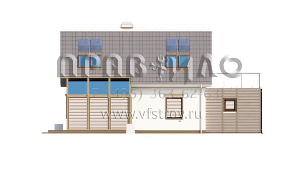 Проект частного дома с террасой над пристроенным гаражом S3-128 (Z220)