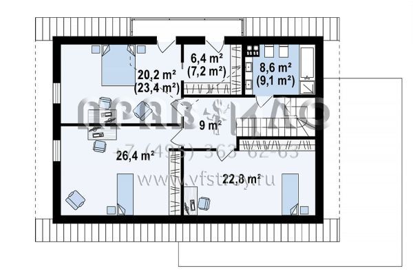Проект классического загородного дома с жилой мансардой S3-210-3 (Z160 A GP)