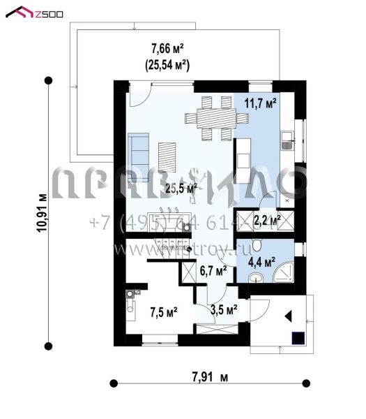 Проект современного двухэтажного дома с тремя спальнями и камином S3-129-7 (Zz3 pk)
