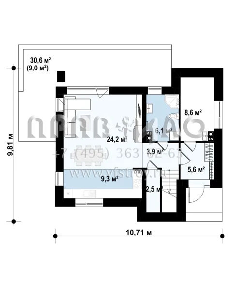 Проект двухэтажного дома без гаража S3-128 (Zx59 BG)