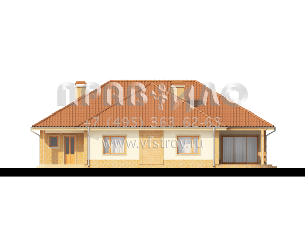 Проект большого одноэтажного частного дома с камином S3-223-1 (Z77)