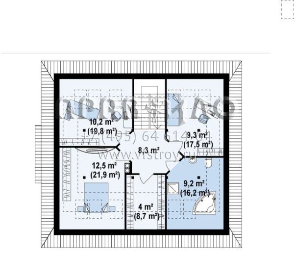 Проект квадратного в плане комфортабельного дома S3-182 (Z104)