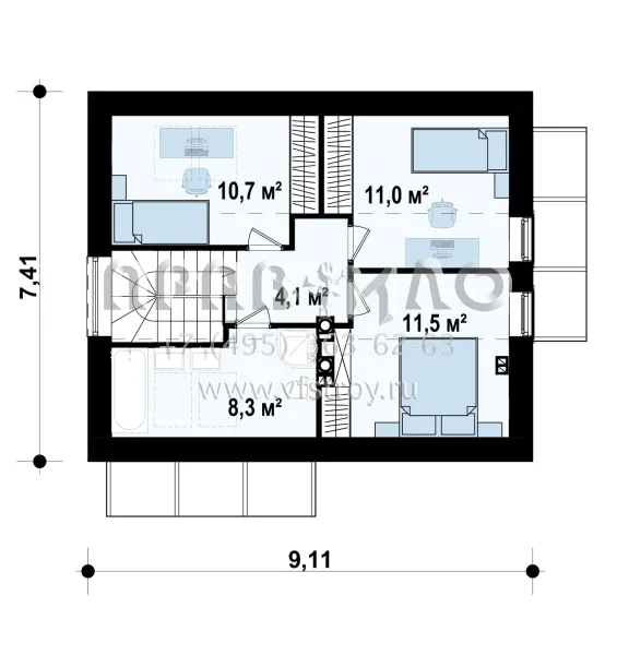 Проект мансардного дома S3-97 (Z211 PK)
