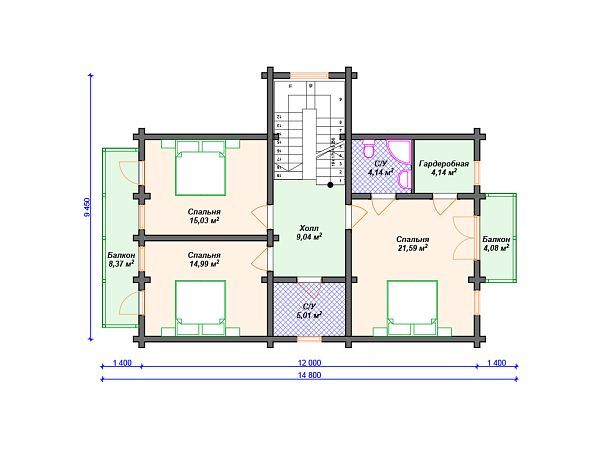Проект комбинированного дома с 3 спальнями S4-254 (А-029)