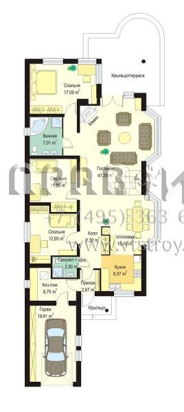 Проект одноэтажного дома для проблемного участка S8-223 (Такса 3)