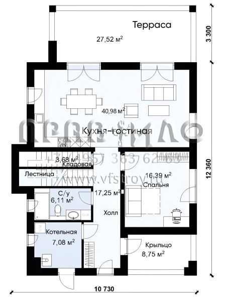Проект дома в стиле Хай-тек с эксплуатируемой кровлей S-182