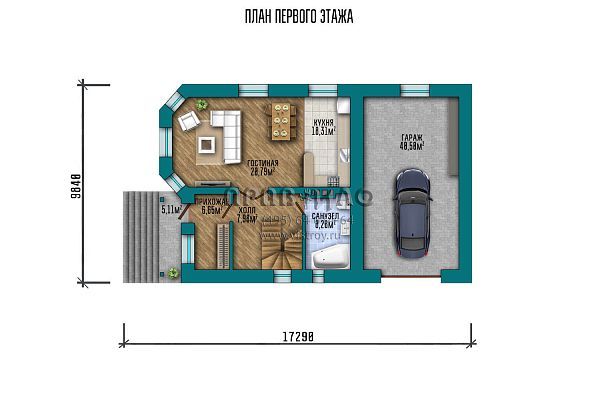 Проект двухэтажного дома для наклонного участка с подвальным этажом S2-237 (115-237-2ГП)