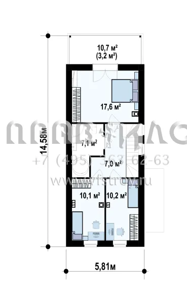 Проект загородного коттеджа для узкого участка S3-112-9 (Z25)