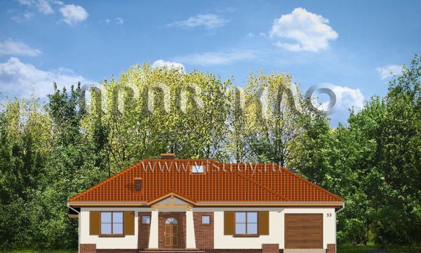 Проект одноэтажного газобетонного дома S8-154 (Четыре угла 2)