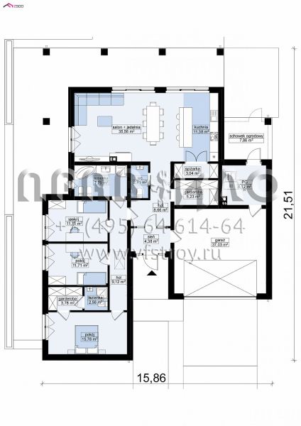 Проект комфортабельного одноэтажного дома с встроенным гаражом S3-186-8 (Z400)