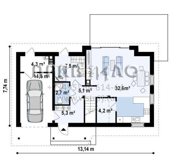 Проект частного двухэтажного прямоугольного дома  S3-148 (Z226)