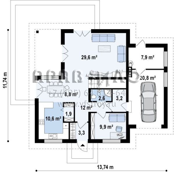 Проект дома с мансардой и тремя балконами S3-230 (Z283)