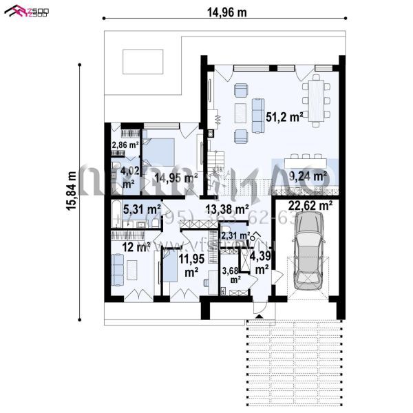 Проект красивого одноэтажного дома с обустроенным чердачным помещением S3-204-2 (Zx206)