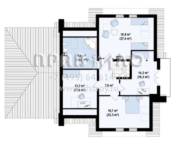 Проект просторного дома для большой семьи с камином  S3-267 (Z31)