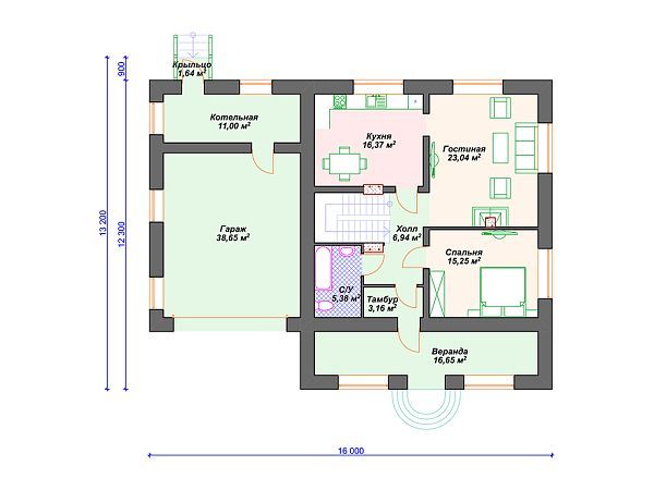 Проект дома с гаражом S4-208 (К-308)