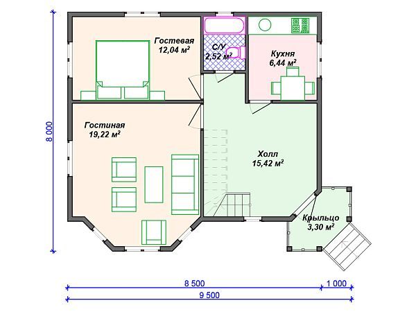 Проект каркасного дома с эркером S4-112 (И-054)