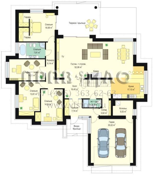 Проект шикарного загородного дома S8-298 (Раскидистый)