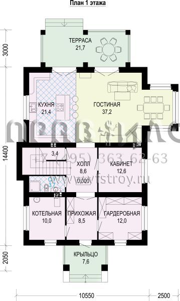 Проект трехэтажного загородного дома из газобетона S7-356 (3-17с.М1)