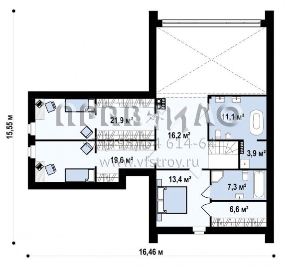Проект современного дома с просторной гостиной S3-201-3 (Z357)