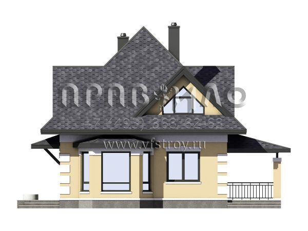 Экономичный дом с террасой и шатровой крышей S7-114 (3-13а2)