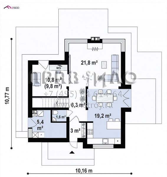 Проект современного квадратного в плане двухэтажного дома S3-133-8 (Zx165)