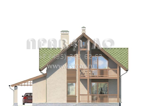 Экономичный дом с навесом для автомобиля S7-129 (3-09)