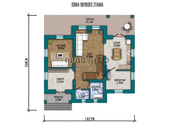 Проект дома с жилой мансардой и цокольным этажом S2-364 (248-364-1МП)