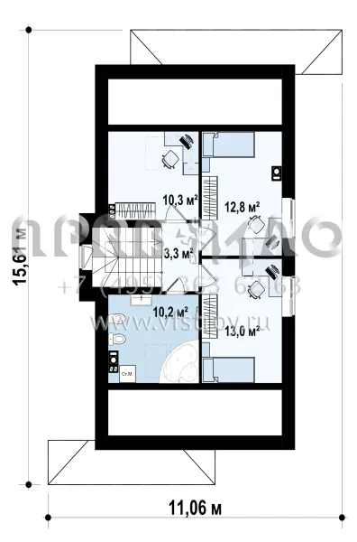 Проект современного функционального дома с мансардой и просторной террасой S3-122-5 (Z468)