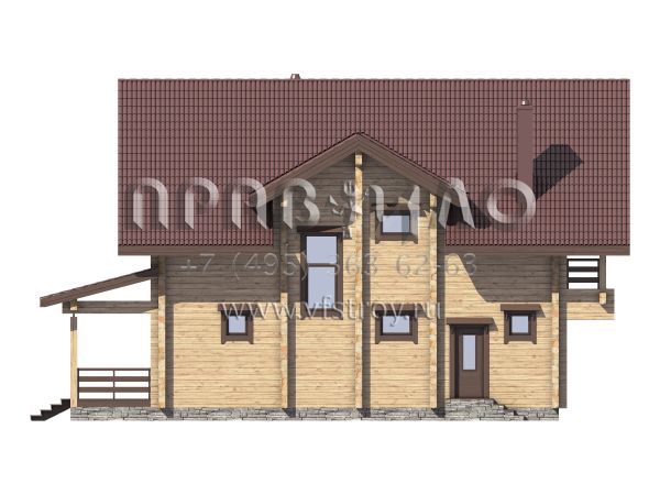 Загородный дом из бруса с двусветной гостиной S7-184 (1-40)