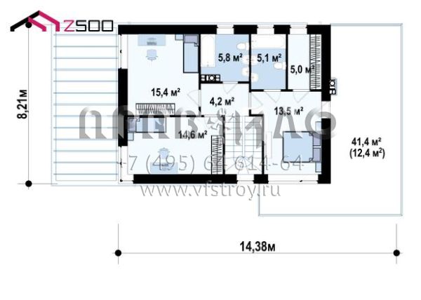 Проект двухэтажного дома в стиле хай-тек с гаражом и большими террасами S3-178-6 (Zx63 b+ v1)