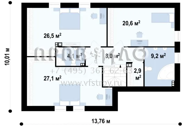 Проект комфортабельного Г-образного дома  S3-192 (Z125)