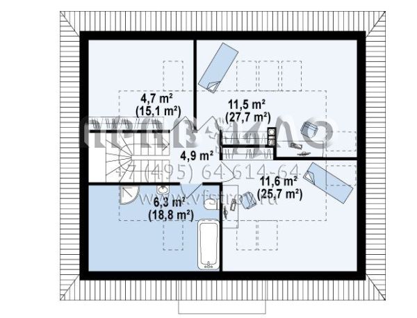 Проект квадратного комфортабельного двухэтажного дома S3-184 (Z121)