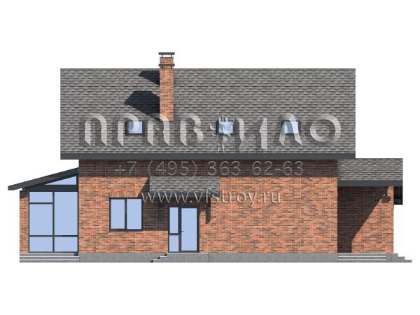 Проект дома из газобетона с кирпичной облицовкой S7-192 (3-37b.1)