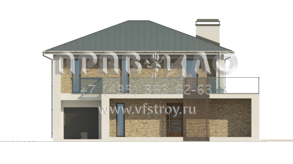 Проект квадратного в плане современного коттеджа  S3-181-3 (ZX55)