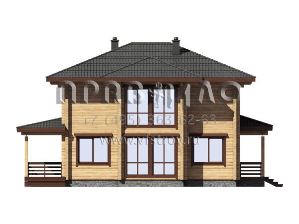 Проект двухэтажного деревянного дома с ризалитом S7-171 (1-60)