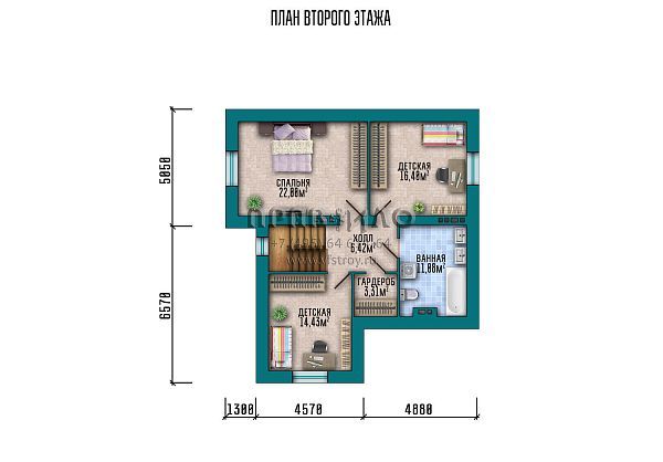 Проект дома с мансардой и красивой ломаной крышей S2-164 (033-164-1М)