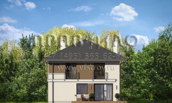 Проект дома из керамоблоков с окнами в пол S8-206-2 (Титан)