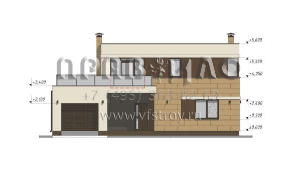 Проект небольшого дома в стиле хай-тек с гаражом S-137