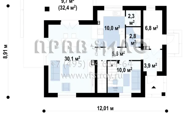 Проект частного двухэтажного дома с угловой террасой S3-157-3 (Z228)