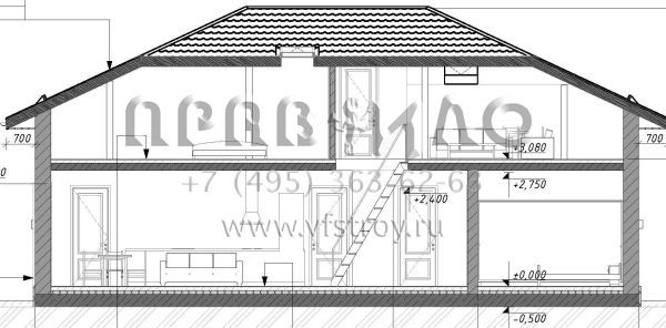 Проект стильного дома с мансардой S-211