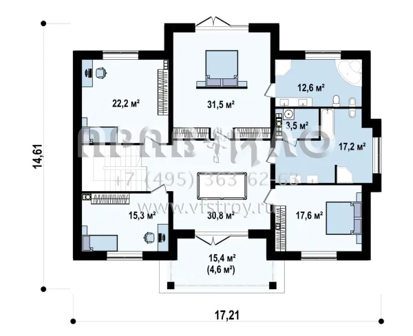 Проект классического двухэтажного особняка с сауной на первом этаже S3-311 (Zx113 bg)